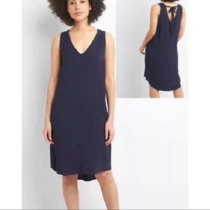 Gap Navy Sleeveless V-neck Tie Back Shift Dress
